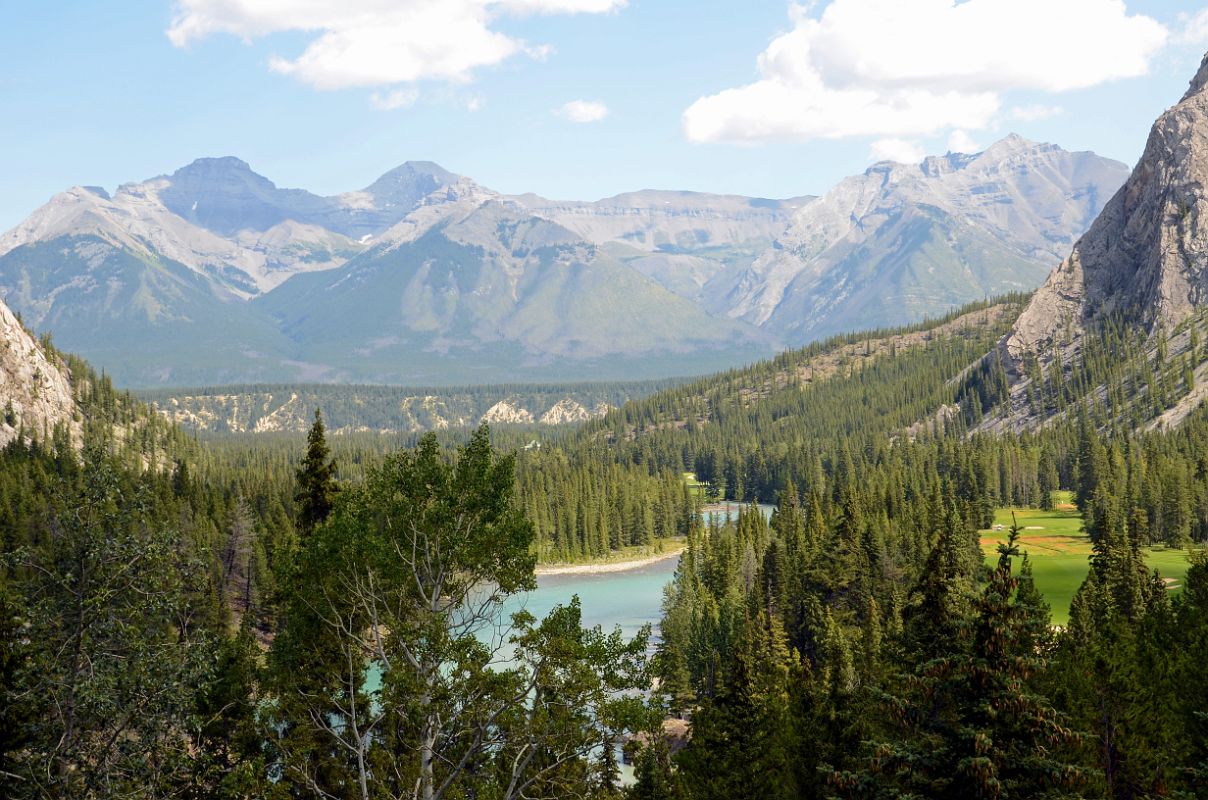 14 Bow River, Mount Inglismaldie, Mount Girouard And Mount Peechee From Banff Springs Hotel Upper Bow Valley Terrace In Summer